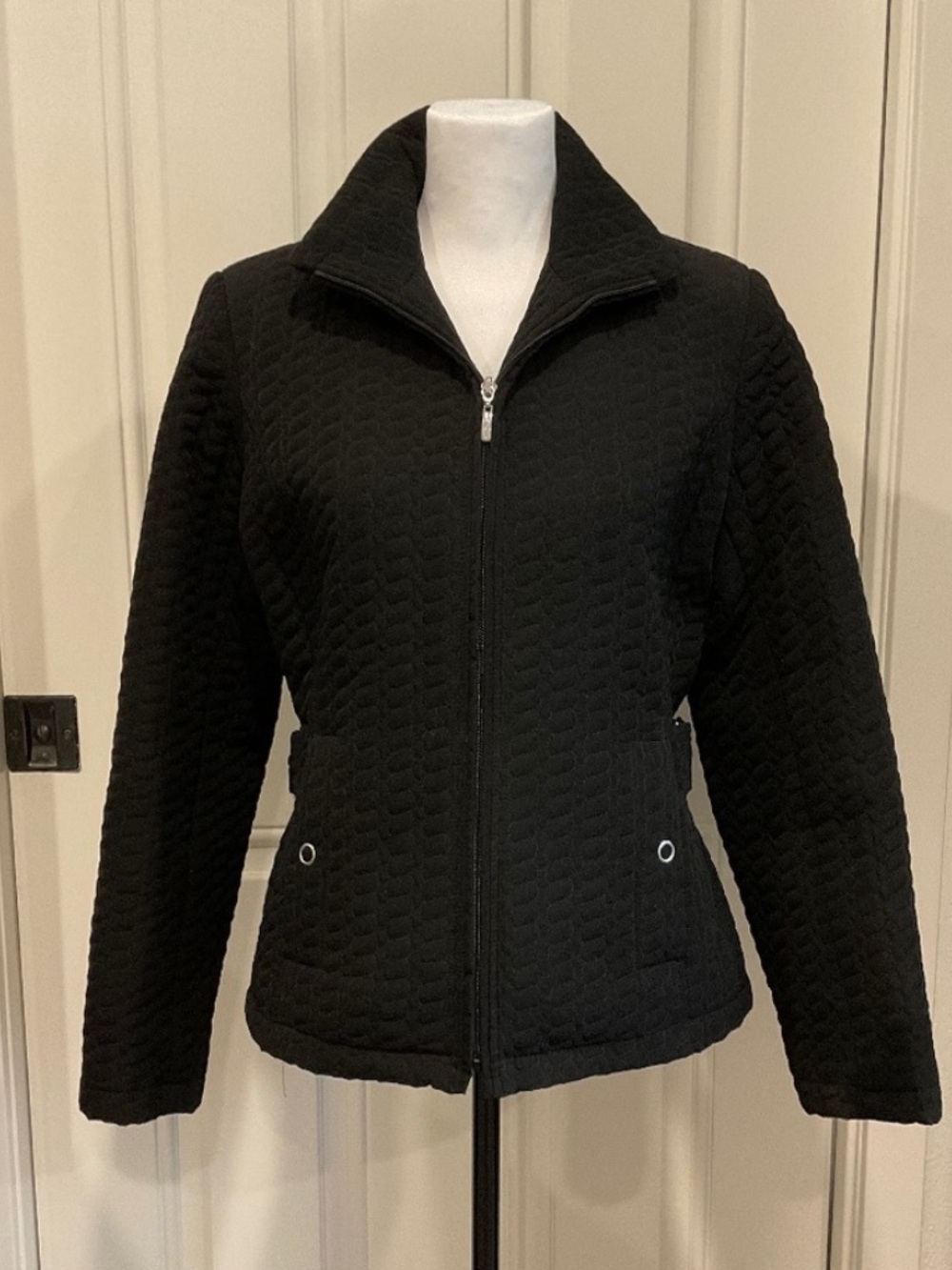 Gallery Black Jacket Quilted Lined Size Small